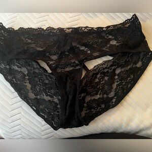 Lace cut out panties with string bow on back